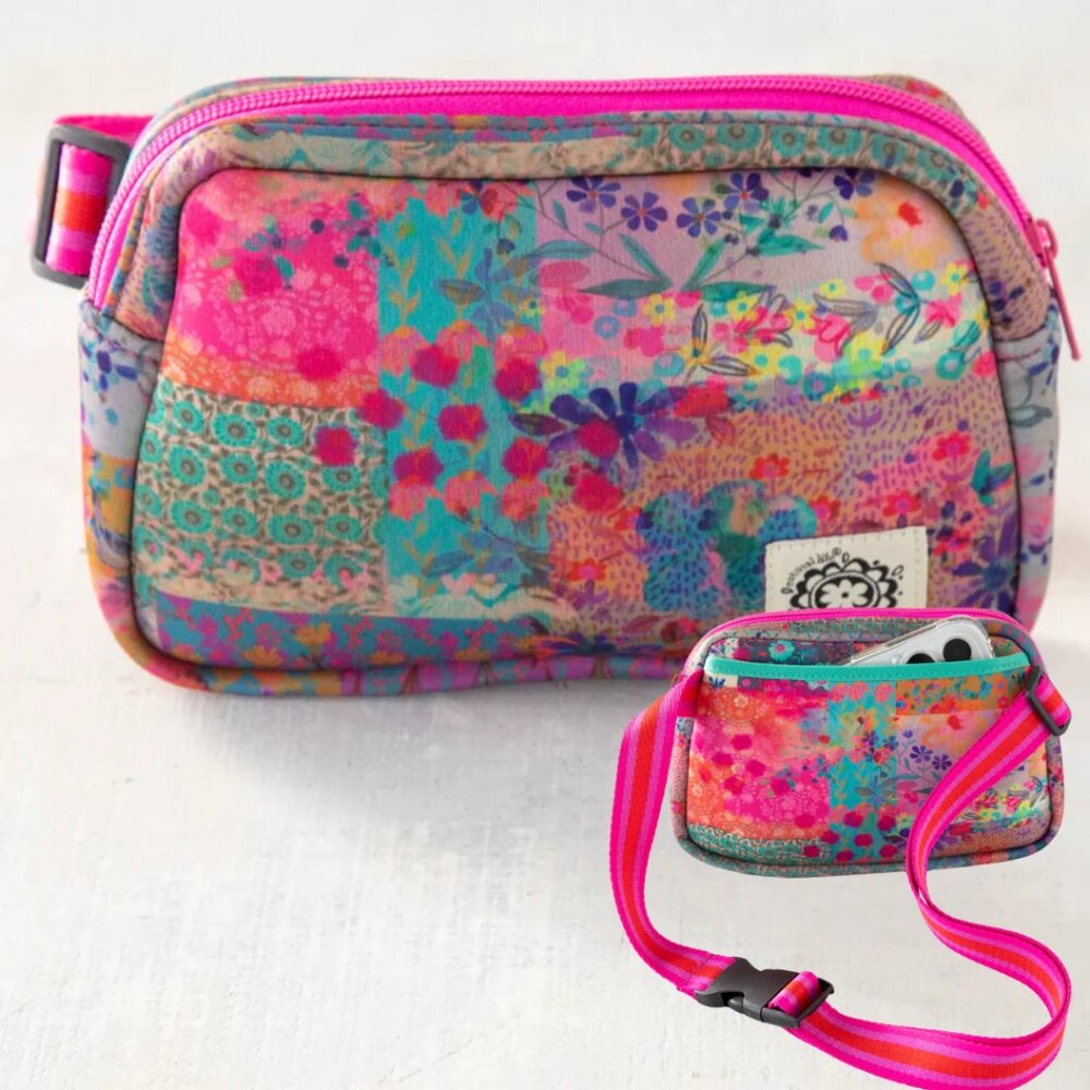 Natural Life Fanny Pack - Watercolor Patchwork Colorful Floral NWT